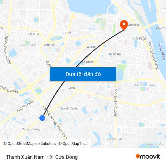 Thanh Xuân Nam to Cửa Đông map