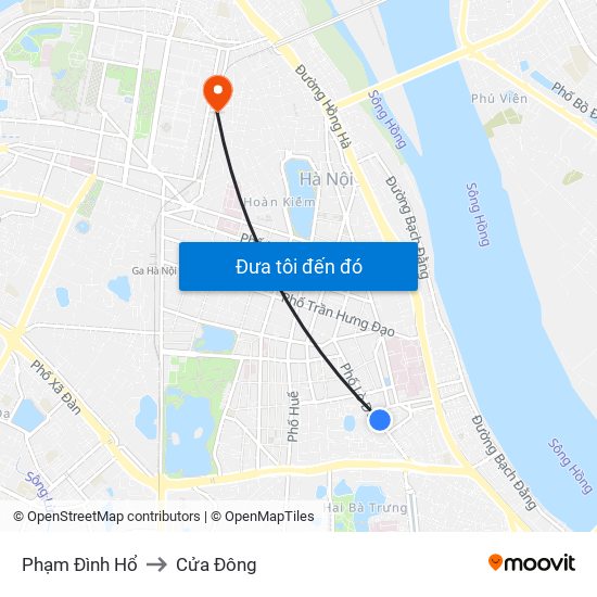 Phạm Đình Hổ to Cửa Đông map