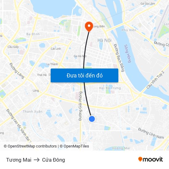 Tương Mai to Cửa Đông map