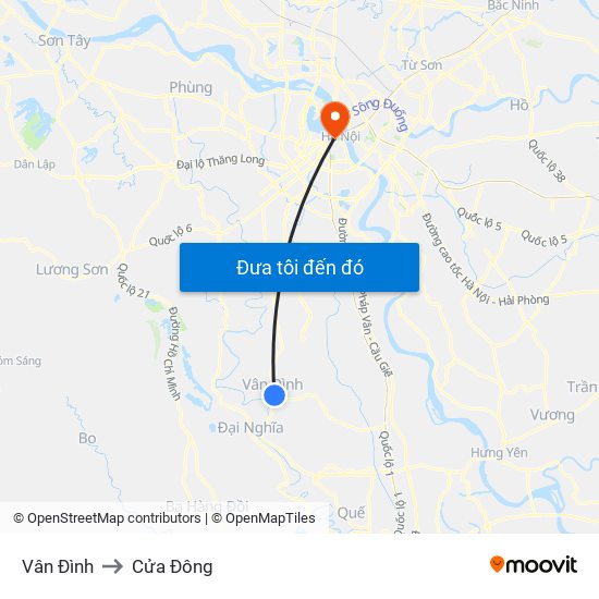 Vân Đình to Cửa Đông map