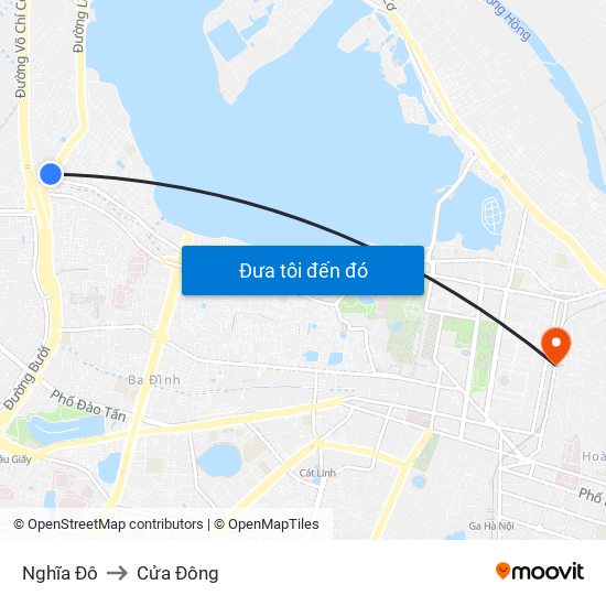 Nghĩa Đô to Cửa Đông map