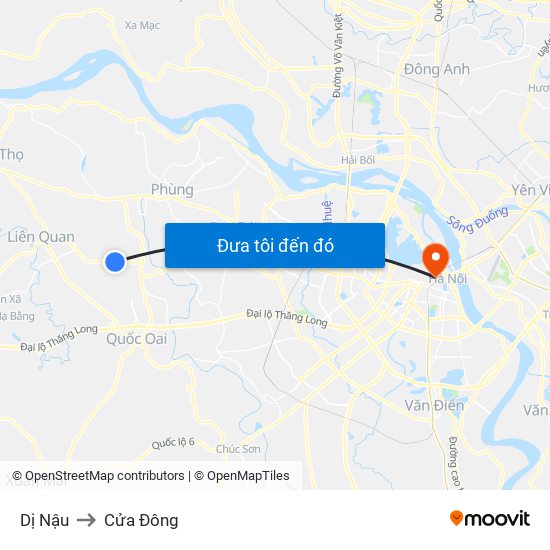 Dị Nậu to Cửa Đông map