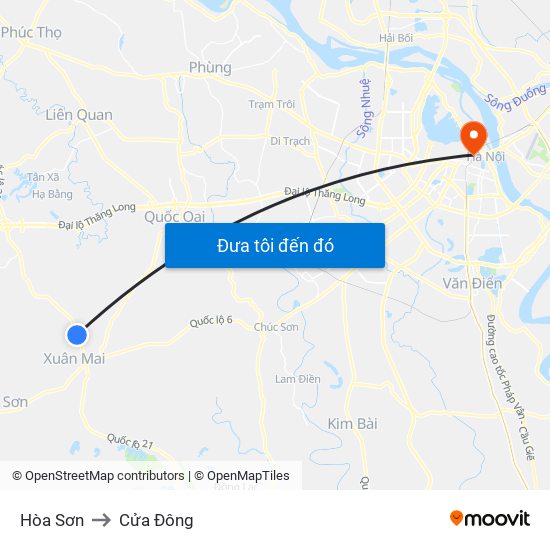 Hòa Sơn to Cửa Đông map