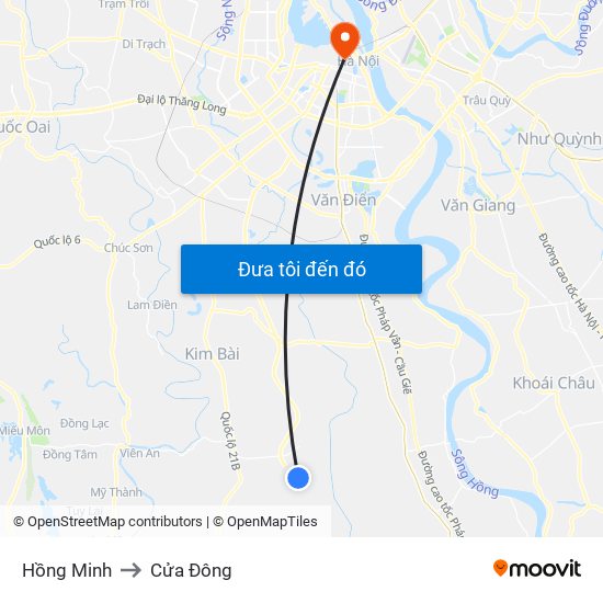 Hồng Minh to Cửa Đông map