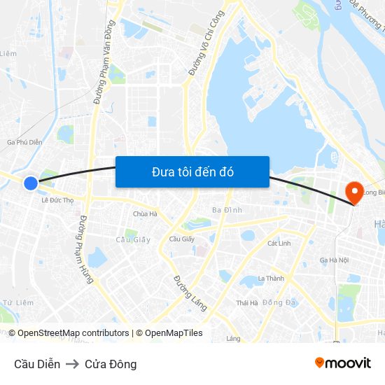 Cầu Diễn to Cửa Đông map