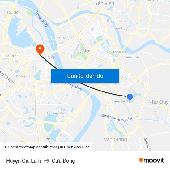 Huyện Gia Lâm to Cửa Đông map