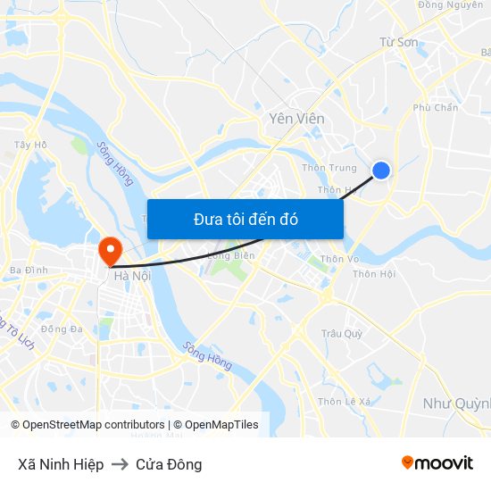 Xã Ninh Hiệp to Cửa Đông map