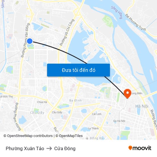 Phường Xuân Tảo to Cửa Đông map