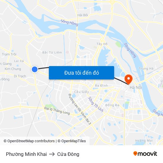 Phường Minh Khai to Cửa Đông map