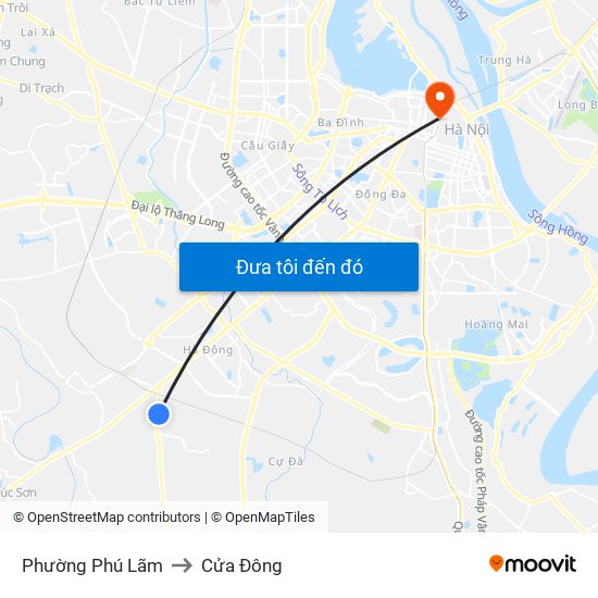 Phường Phú Lãm to Cửa Đông map