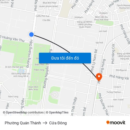 Phường Quán Thánh to Cửa Đông map