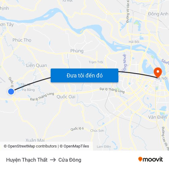 Huyện Thạch Thất to Cửa Đông map