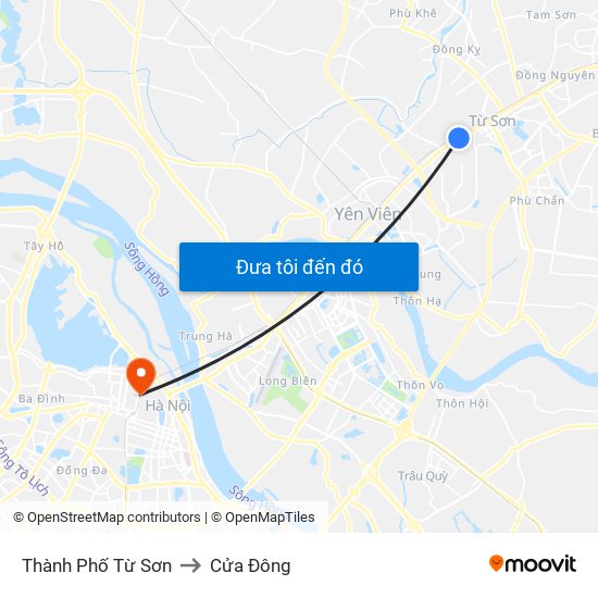 Thành Phố Từ Sơn to Cửa Đông map
