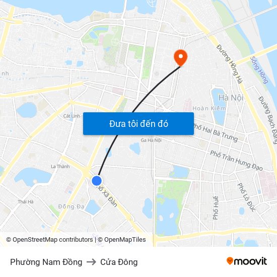 Phường Nam Đồng to Cửa Đông map