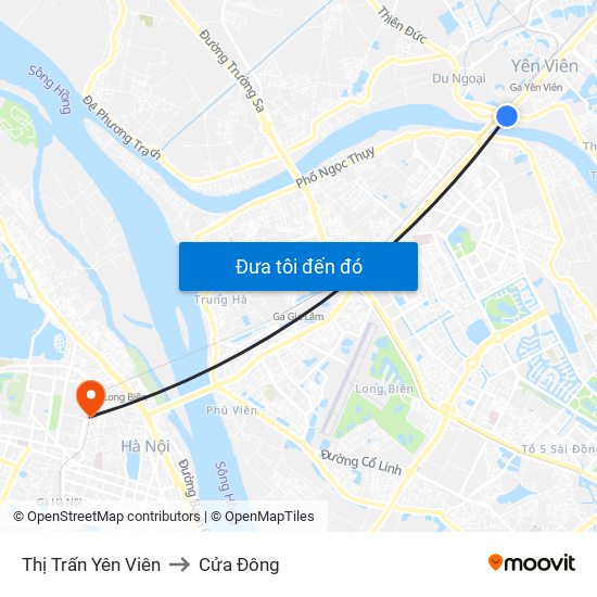 Thị Trấn Yên Viên to Cửa Đông map