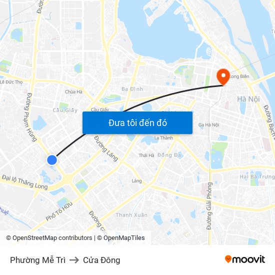 Phường Mễ Trì to Cửa Đông map