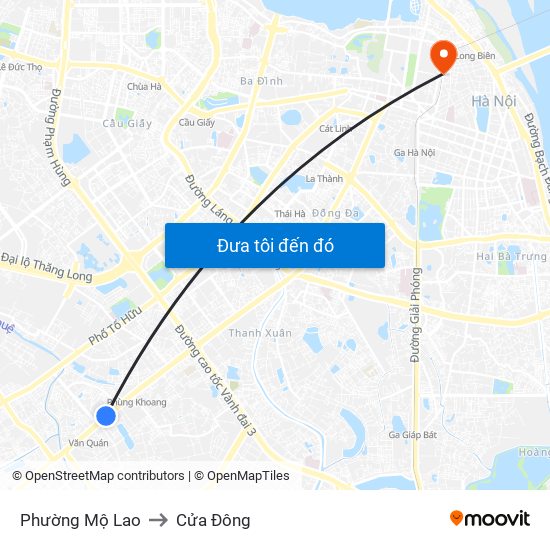 Phường Mộ Lao to Cửa Đông map