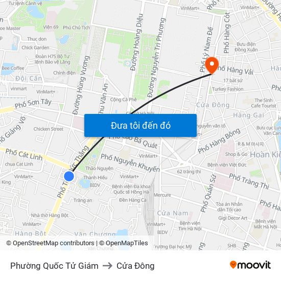 Phường Quốc Tử Giám to Cửa Đông map