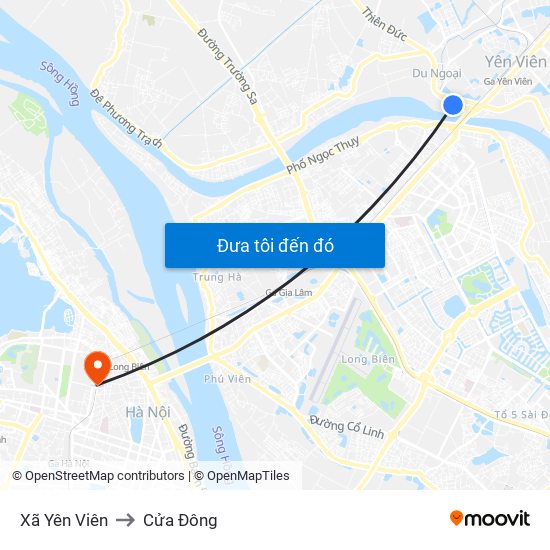 Xã Yên Viên to Cửa Đông map