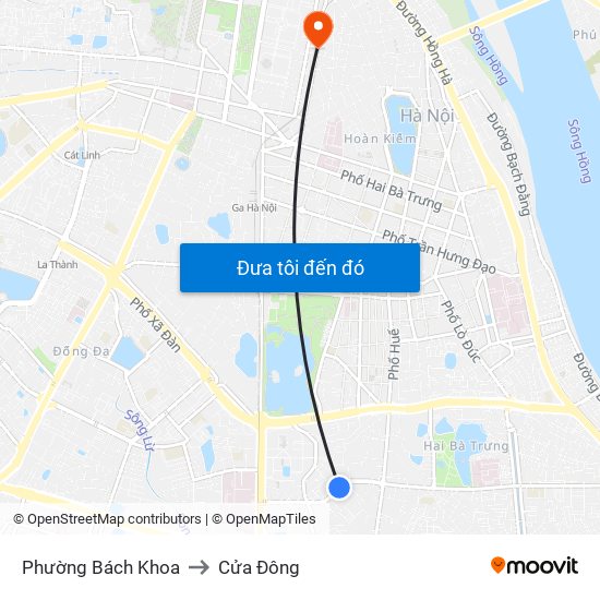 Phường Bách Khoa to Cửa Đông map