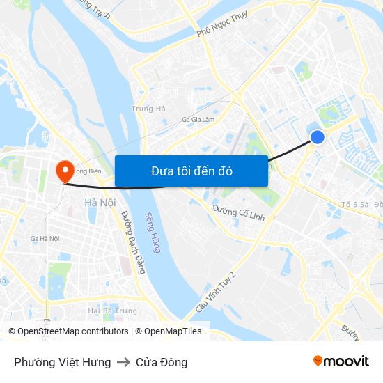 Phường Việt Hưng to Cửa Đông map