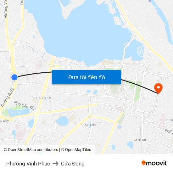 Phường Vĩnh Phúc to Cửa Đông map