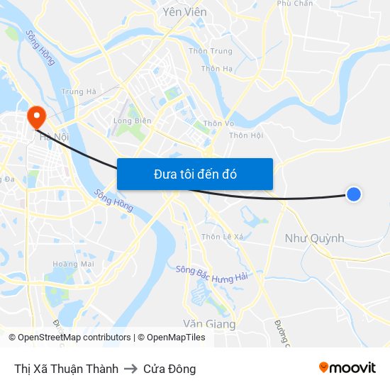 Thị Xã Thuận Thành to Cửa Đông map