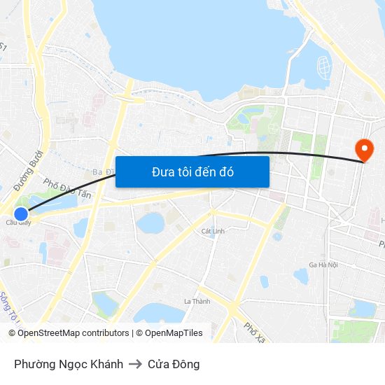 Phường Ngọc Khánh to Cửa Đông map