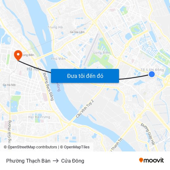 Phường Thạch Bàn to Cửa Đông map