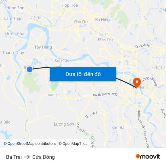 Ba Trại to Cửa Đông map