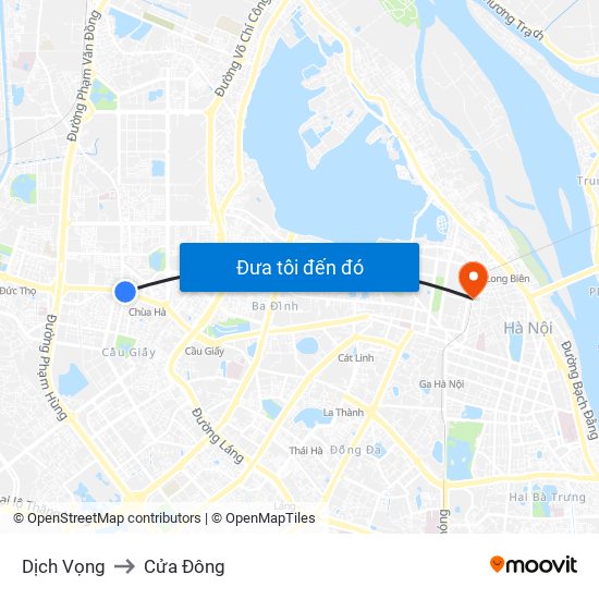 Dịch Vọng to Cửa Đông map