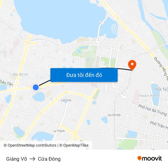 Giảng Võ to Cửa Đông map