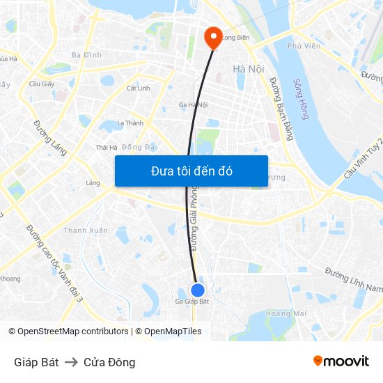 Giáp Bát to Cửa Đông map