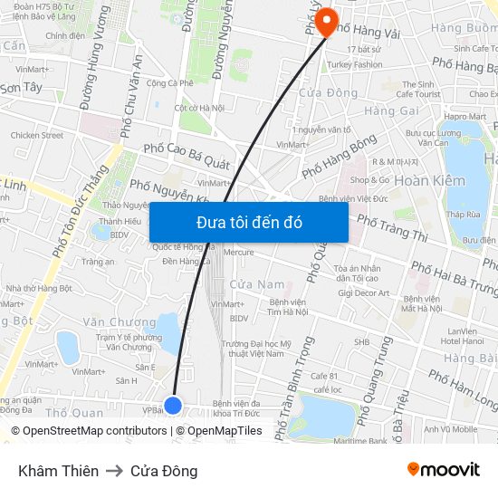 Khâm Thiên to Cửa Đông map