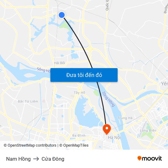 Nam Hồng to Cửa Đông map