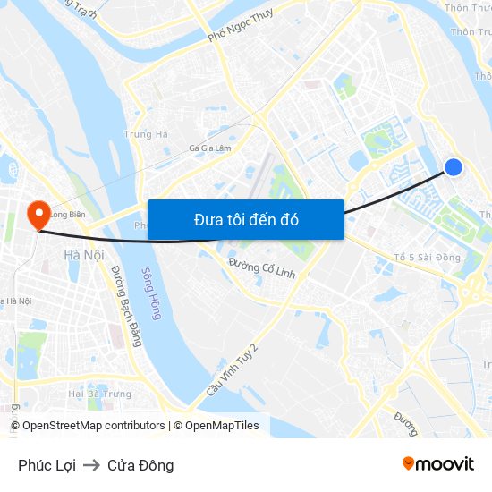 Phúc Lợi to Cửa Đông map