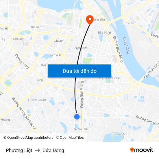 Phương Liệt to Cửa Đông map