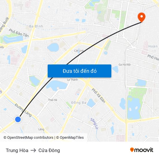 Trung Hòa to Cửa Đông map