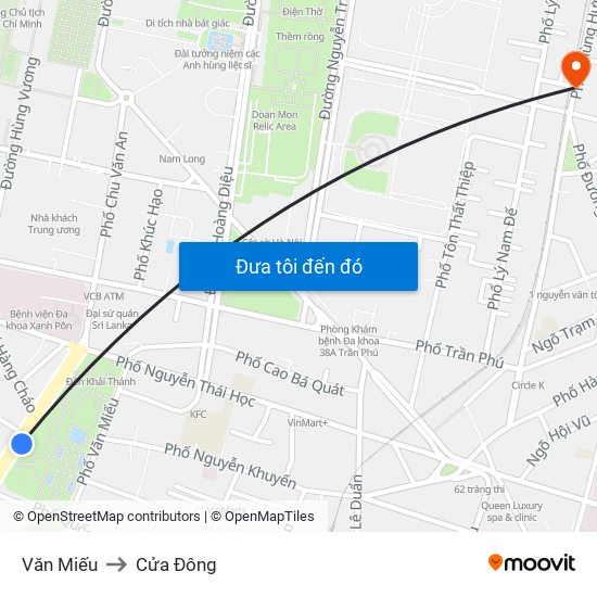 Văn Miếu to Cửa Đông map