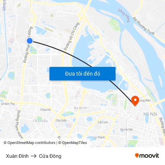 Xuân Đỉnh to Cửa Đông map