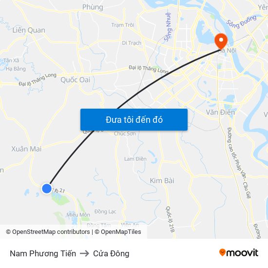 Nam Phương Tiến to Cửa Đông map