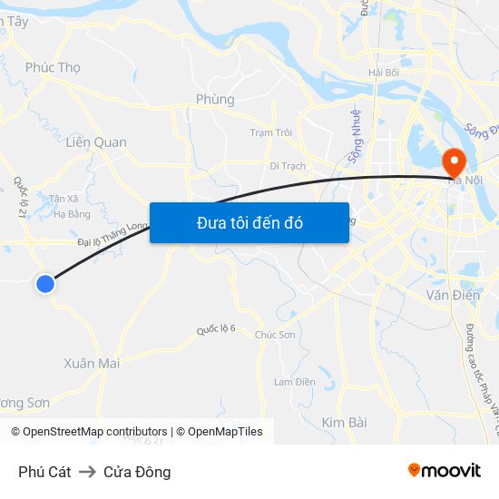 Phú Cát to Cửa Đông map