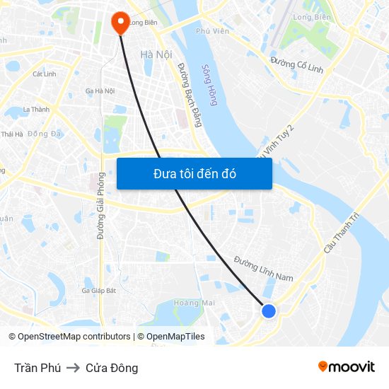 Trần Phú to Cửa Đông map