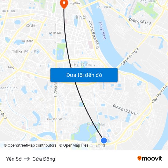 Yên Sở to Cửa Đông map