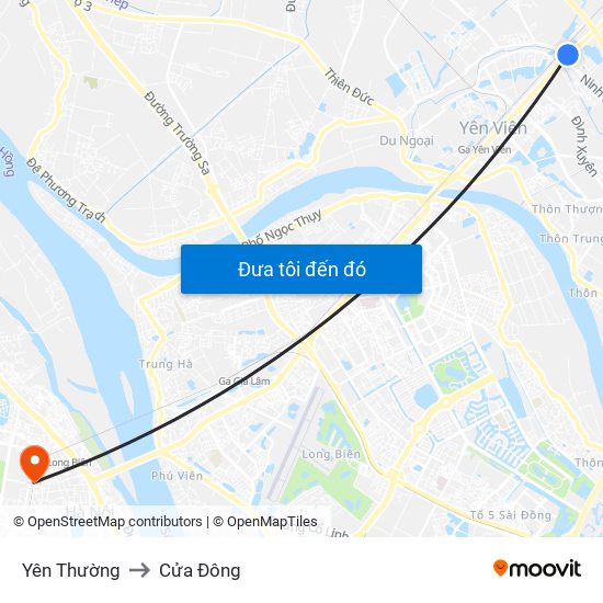 Yên Thường to Cửa Đông map