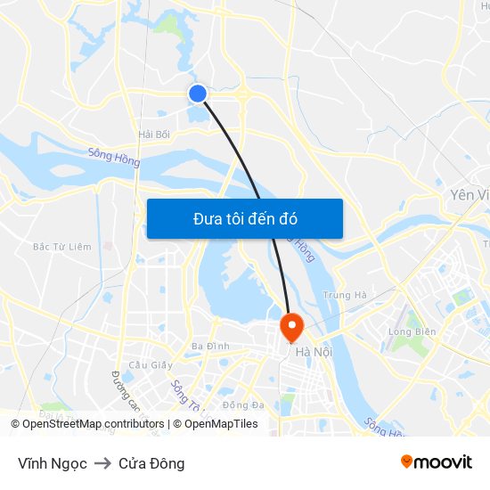 Vĩnh Ngọc to Cửa Đông map