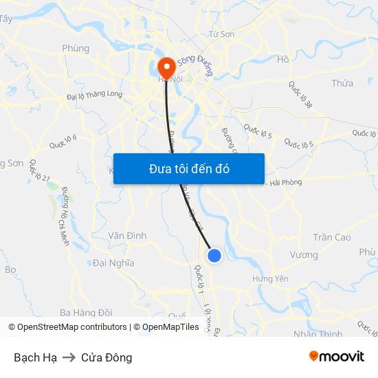 Bạch Hạ to Cửa Đông map