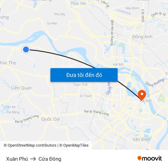 Xuân Phú to Cửa Đông map