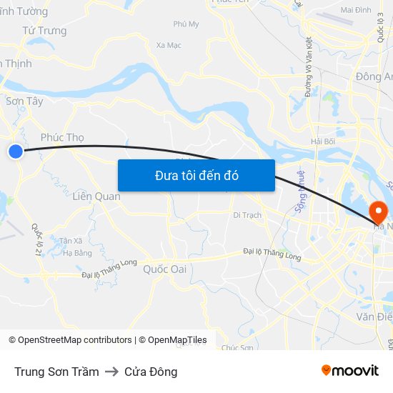 Trung Sơn Trầm to Cửa Đông map