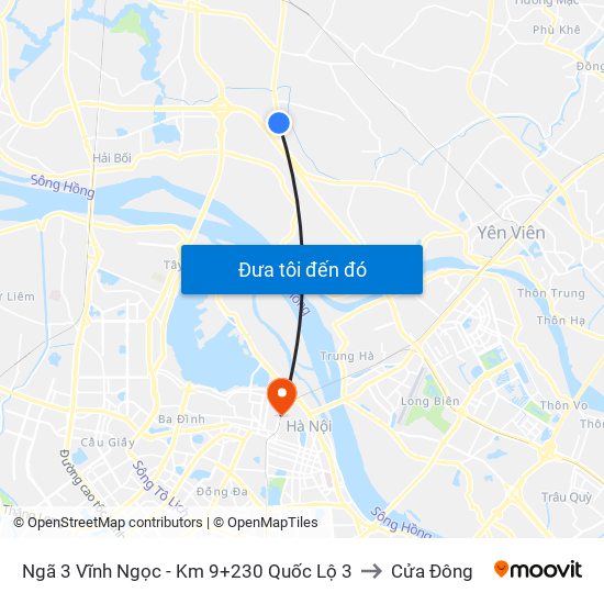 Ngã 3 Vĩnh Ngọc - Km 9+230 Quốc Lộ 3 to Cửa Đông map